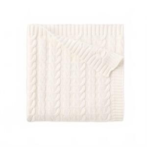 NEW ELEGANT BABY horseshoe cable blanket in white